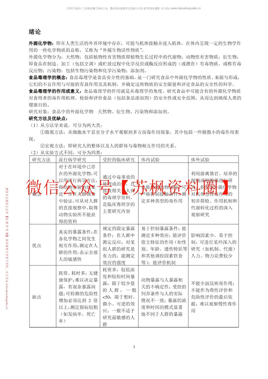 食品毒理学